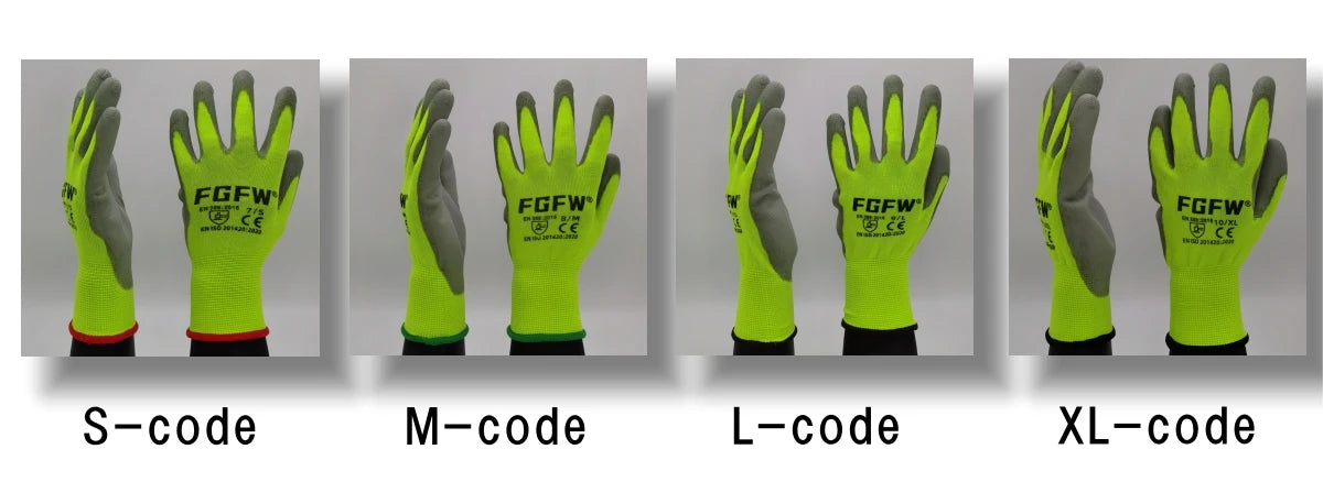 Lot de 10 paires de gants de travail enduits de PU - Gants de sécurité légers et résistants, certifiés EN 388/ISO 20471, tailles S/M/L/XL