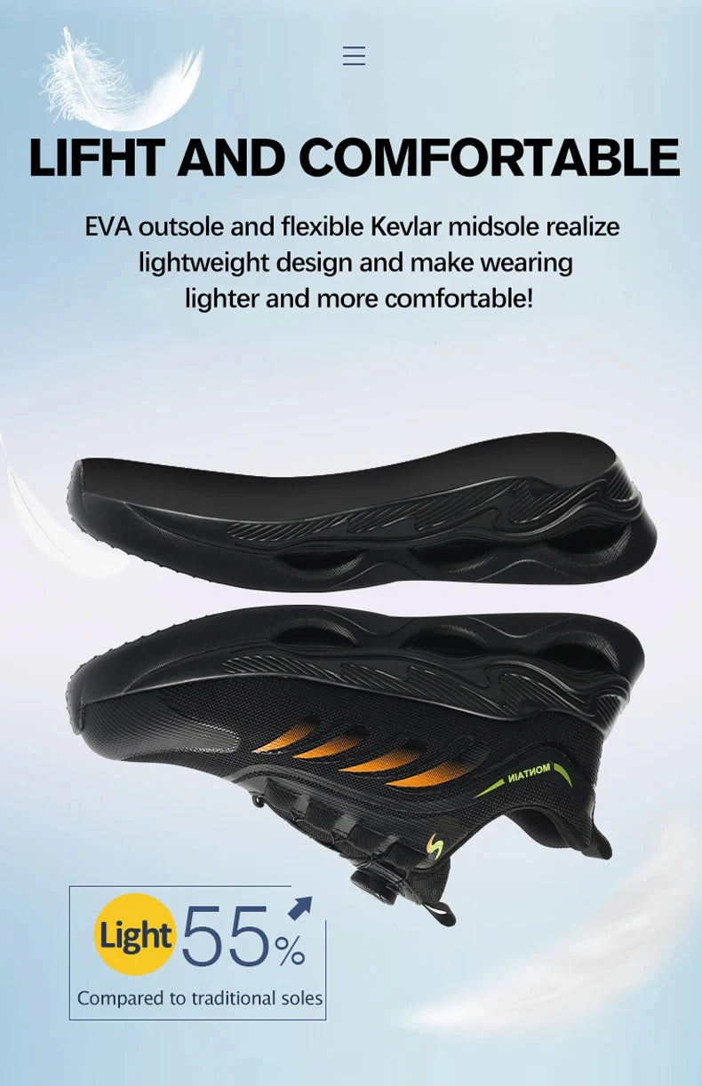 Steel Toe Work Shoes for Men Lightweight Breathable Work Sneakers Indestructible Anti-Smash Anti-Puncture Safety Shoes Man