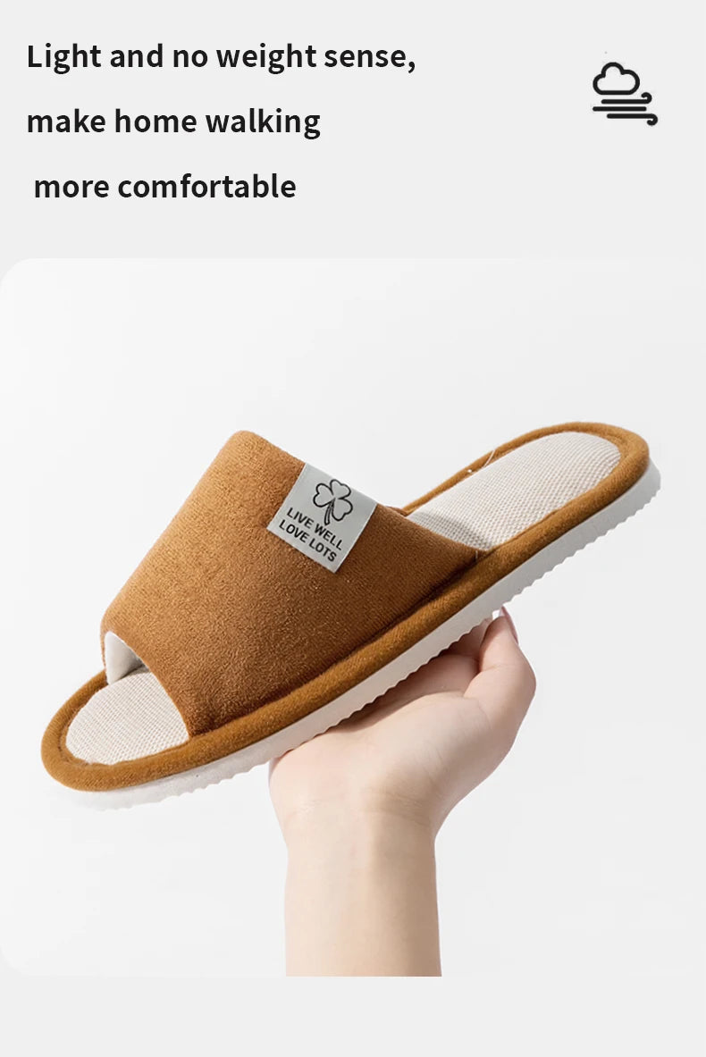 Pantuflas de hombre, antideslizantes de suela blanda para interior, para primavera y verano, de lino para todo el año, cómodas para el hogar