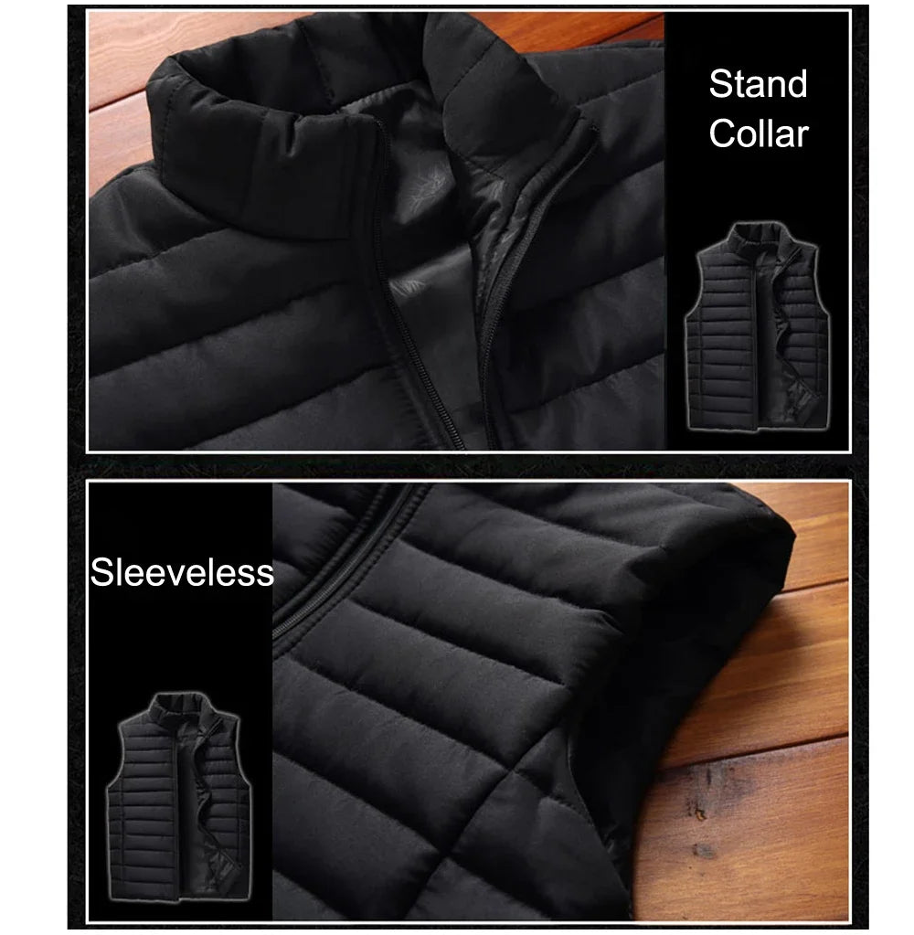 Chalecos sin mangas para hombre, moda de invierno, chalecos de algodón acolchados para hombre, abrigos, chalecos cálidos con cuello alto para hombre, ropa 5XL