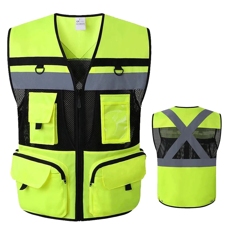 Arbeidsvest med multifunksjonelle lommer Arbeidsvest for menn Konstruksjon Byggearbeid Vester