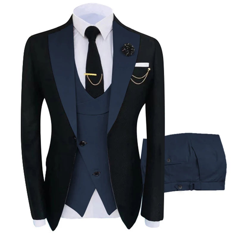 Nuevo Traje de Hombre Ropa Popular Lujo Fiesta Escenario Traje de Hombre Padrinos de Boda Ajuste Regular Esmoquin Conjunto de 3 Piezas Chaqueta+Pantalones+Chaleco