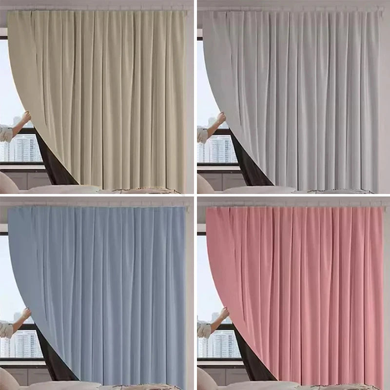 NUEVAS Cortinas Opacas Completas Bloqueo de Calor Protección Solar Salón Dormitorio Cortina de Gancho Persianas de Color Sólido Cortinas de Alto Sombreado