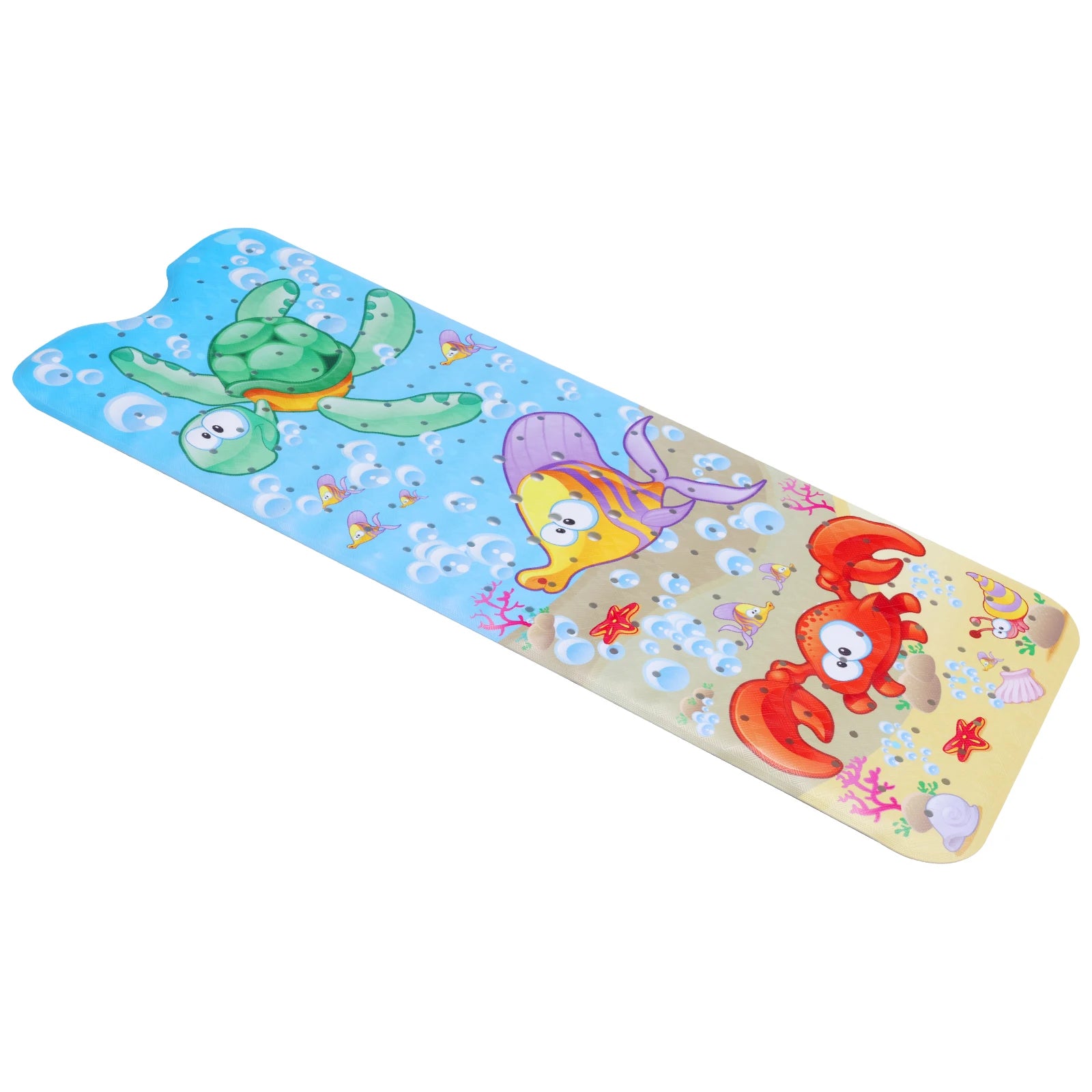 Alfombrilla de Baño Antideslizante para Bebés con Ventosas y Agujero de Drenaje, Alfombrilla de Ducha para Niños con Diseño de Mundo Marino de Dibujos Animados