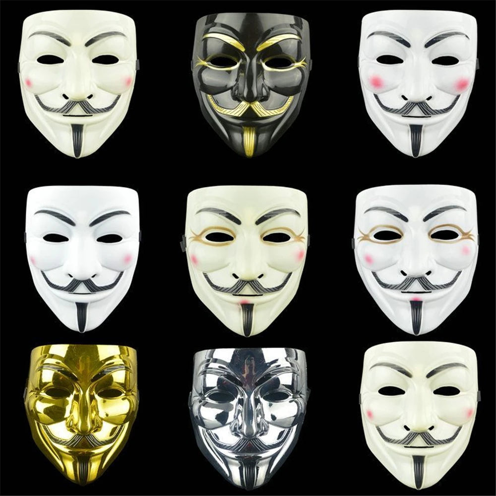 Máscaras de Cosplay de Halloween Máscara de Anónimo de V de Vendetta para Adultos y Niños, Máscara Temática de Película, Regalo de Fiesta, Accesorio de Disfraz de Cosplay