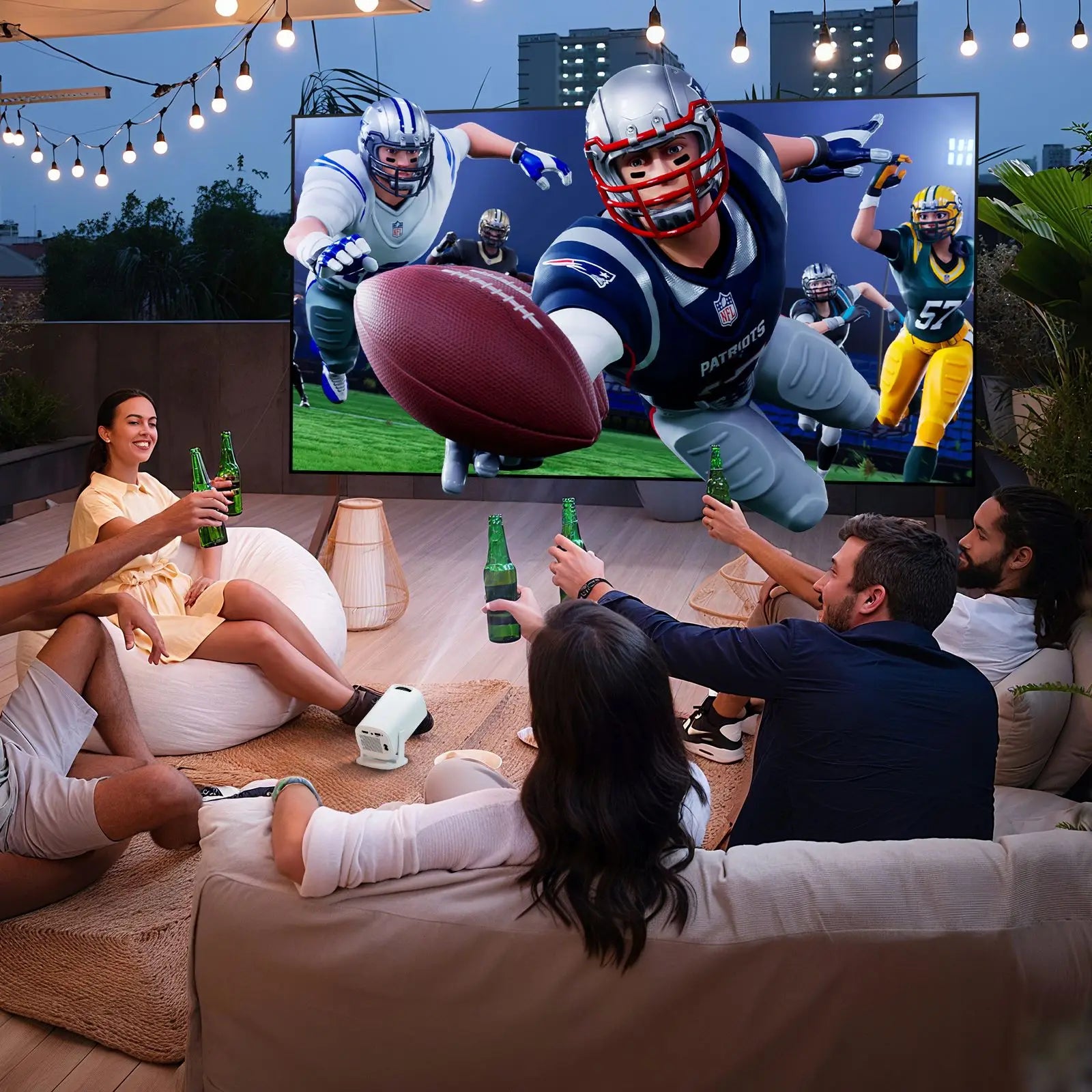 Proyector inteligente 4K Android 14 Proyector compatible con vídeo HD 1080p WiFi 6 BT5.0 Proyector portátil nativo 720p para cine en casa al aire libre