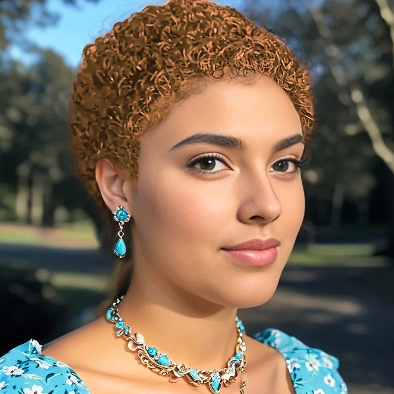 Short Afro Kinky Curly Pixie Wig – 100% Human Hair, Machine-Made