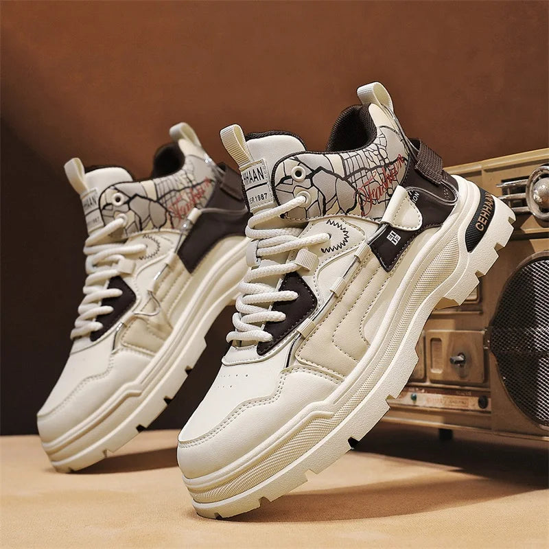 Mens Sports Shoes Autumn Winter New High Top Fashion Color Blocking Design Wear-resistant Snug Sports Mens Short Boots