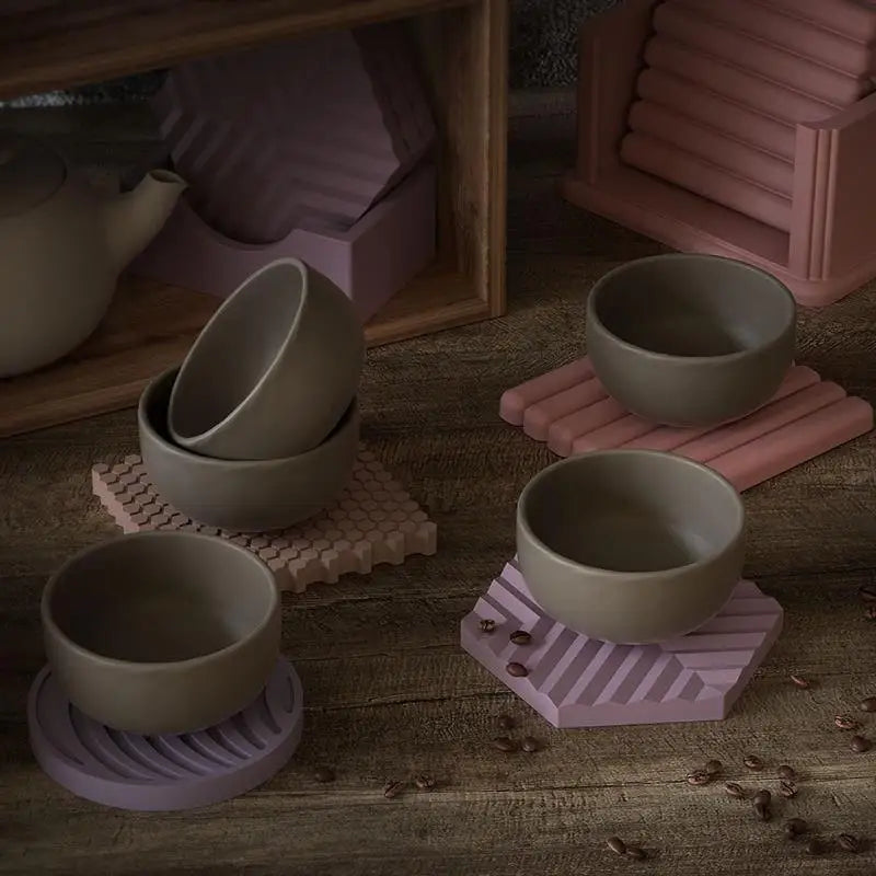 Moules en silicone pour dessous de verre, rayures carrées, pour tasse à thé, plateau, moule en silicone, résine époxy, artisanat fait main, moulage, décoration d'intérieur