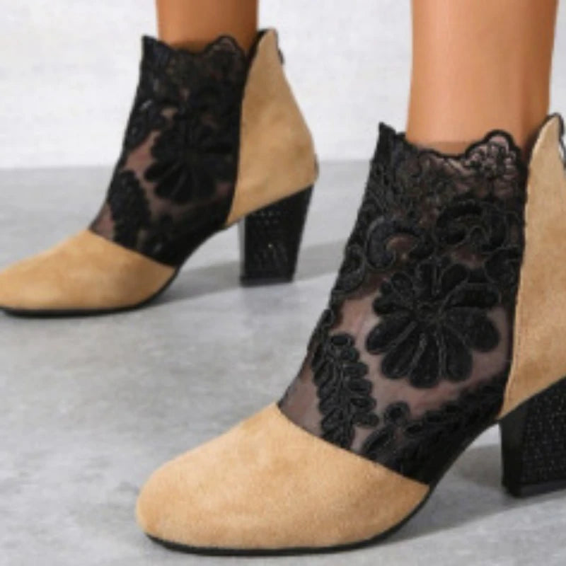 Zapatos de tacón de encaje para mujer, sandalias romanas de moda para mujer, zapatos de mujer transpirables, elegantes zapatos de tacón para mujer, nuevas sandalias de tacón de malla