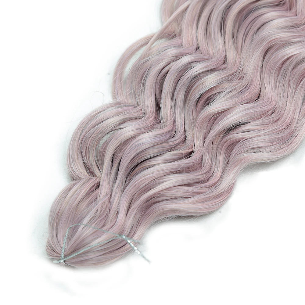 ALIBABY 24Inch Synthetic Loose Deep Wave Braiding Hair Extension Water Wave Crochet Braid Hair for Braids Ombre Blonde Fake Hair