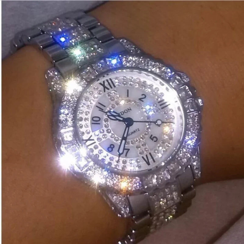 Montre tendance pour femme avec diamants brillants, marque de luxe, décontractée, bracelet en cristal