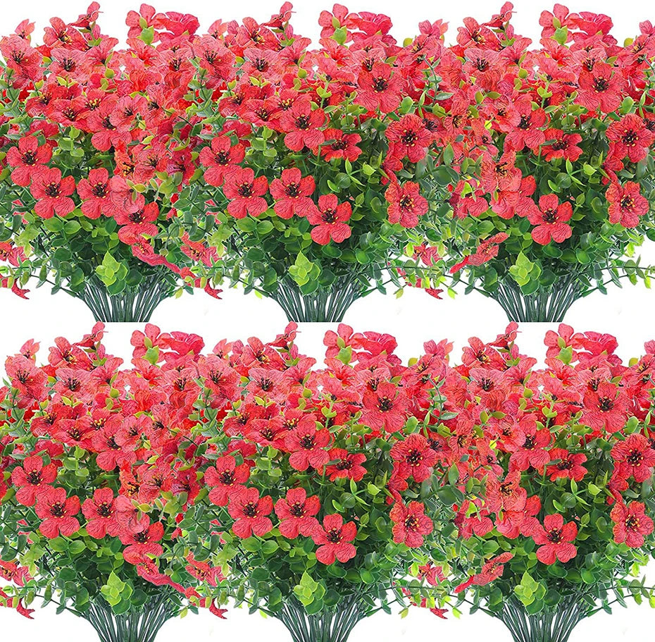 Flores artificiales para exterior, resistentes a los rayos UV, plantas sintéticas para jardín, bodas, hogar, cocina, decoración de granja, plantas artificiales