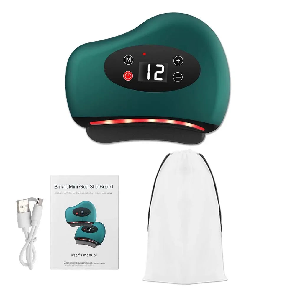Masajeador Guasha Eléctrico Corporal Raspado Calentamiento Vibración Músculo Guasha Facial Cuello Ojos Cuchillo de Masaje Piedra Gua Sha Raspador Gouache