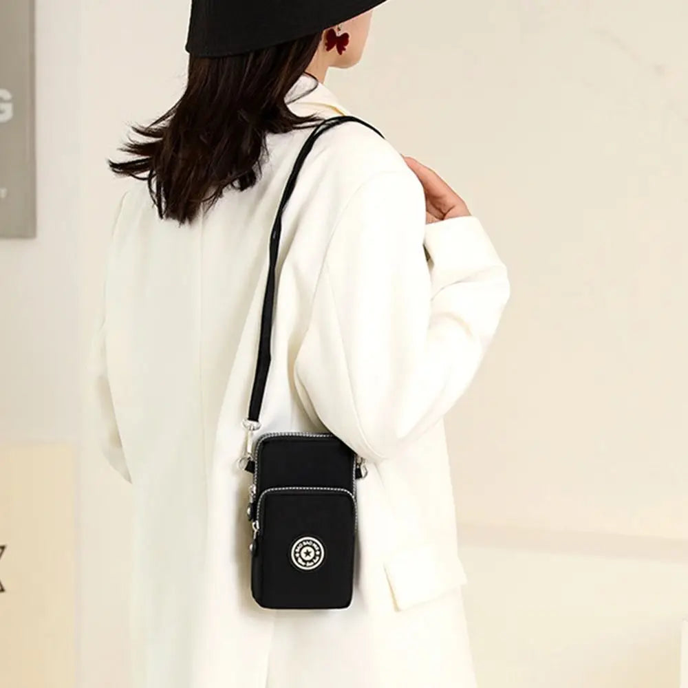 Solid Color Fabric Phone Purse Mobile Phone Bag Women Crossbody Bag Wrinkle Arm Bag Small Shoulder Bag Korean Style Wallets