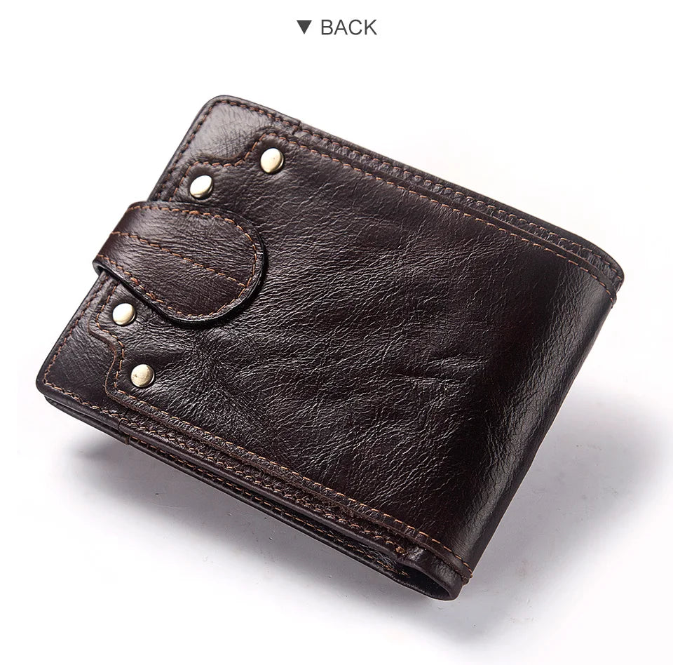 HUMERPAUL Lujosa cartera de cuero 100 % genuino para hombre, delgada, minimalista, duradera, con monedero, bolsillo para monedas, bloqueo de tarjetas de crédito.