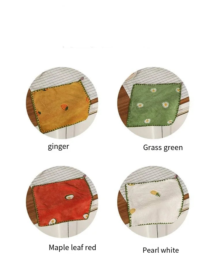 Toalla de mano absorbente con bordado de frutas, supersuave, para colgar, de secado rápido, para baño, cocina.