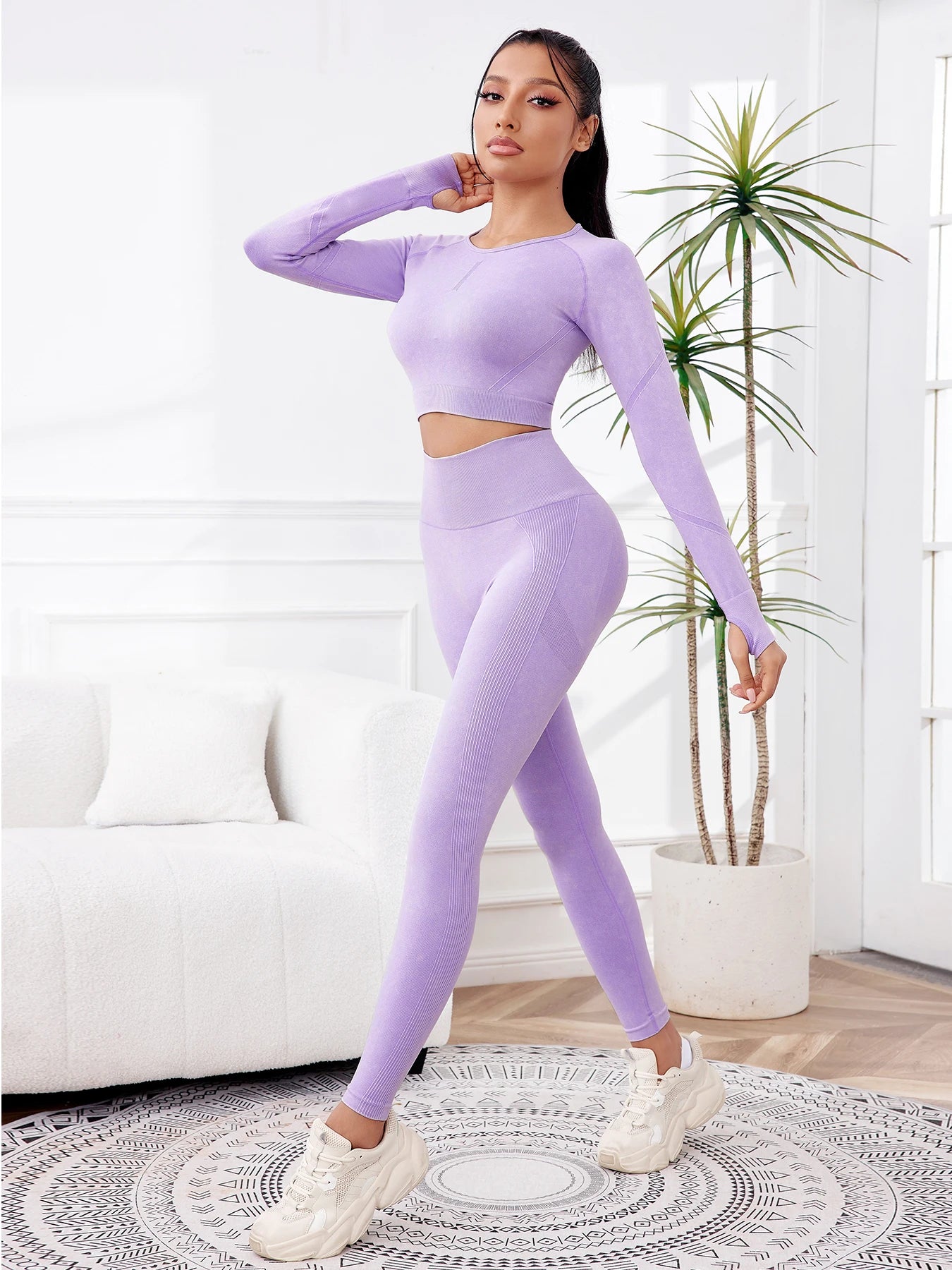 2PCS Sets Women Outfit High Waist Gym Sexy Sport Wash Pants Sets Running Outdoors Skinny