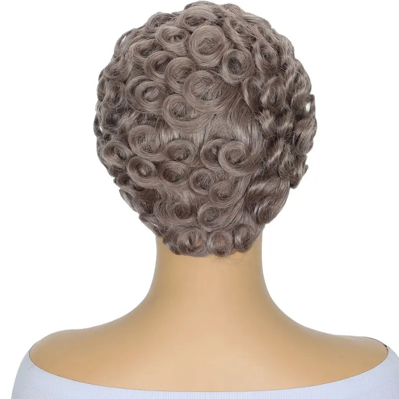 Pixie Cut Wigs 100% Human Hair Wigs Short Curly Pixie Cut Wigs For Black Women Full Machine Made Wig Pixie Curly Gray Color