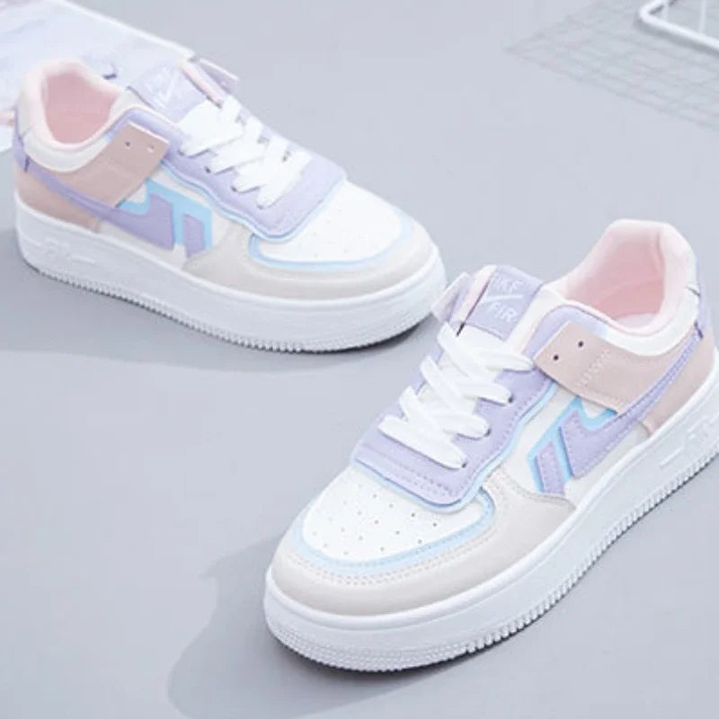 Zapatillas deportivas de primavera/otoño, suaves, nuevas, informales, cómodas, con puntera redonda, suela gruesa, transpirables, letras aleatorias en la parte superior