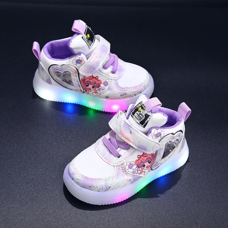 Glowing Cute Cartoon Kids Shoes for Girls Sneakers Led Children Girls Luminous Sneaker