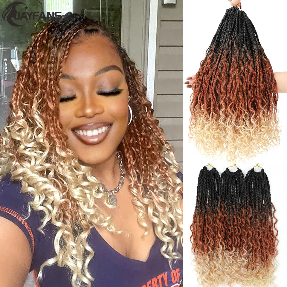 Goddess Box Braids Bob – Bohemian Style with Vibrant Ombre Colors