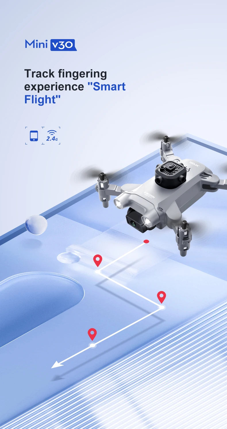 Mini drone 4DRC V30 4K HD double caméra WIFI FPV, drone professionnel à cinq côtés pour éviter les obstacles, hélicoptère RC, jouet cadeau