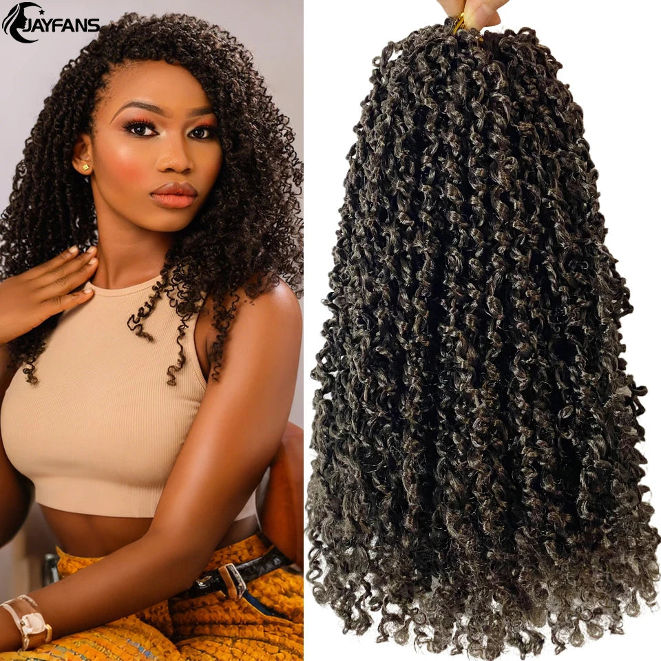 Jayfans 12 8 pulgadas Cabello de ganchillo Yanky Twist preenrollado Bohemian Passion Twist Spring Mini Twist Crochet Hair para mujeres y niñas negras