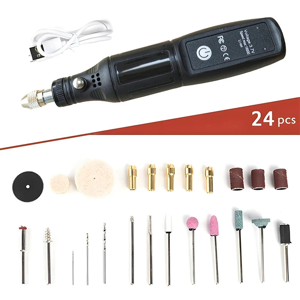 Mini taladro eléctrico USB inalámbrico, mini taladro de mano, herramienta rotativa para carpintería, pluma de grabado, herramientas Dremel para joyería, metal, vidrio
