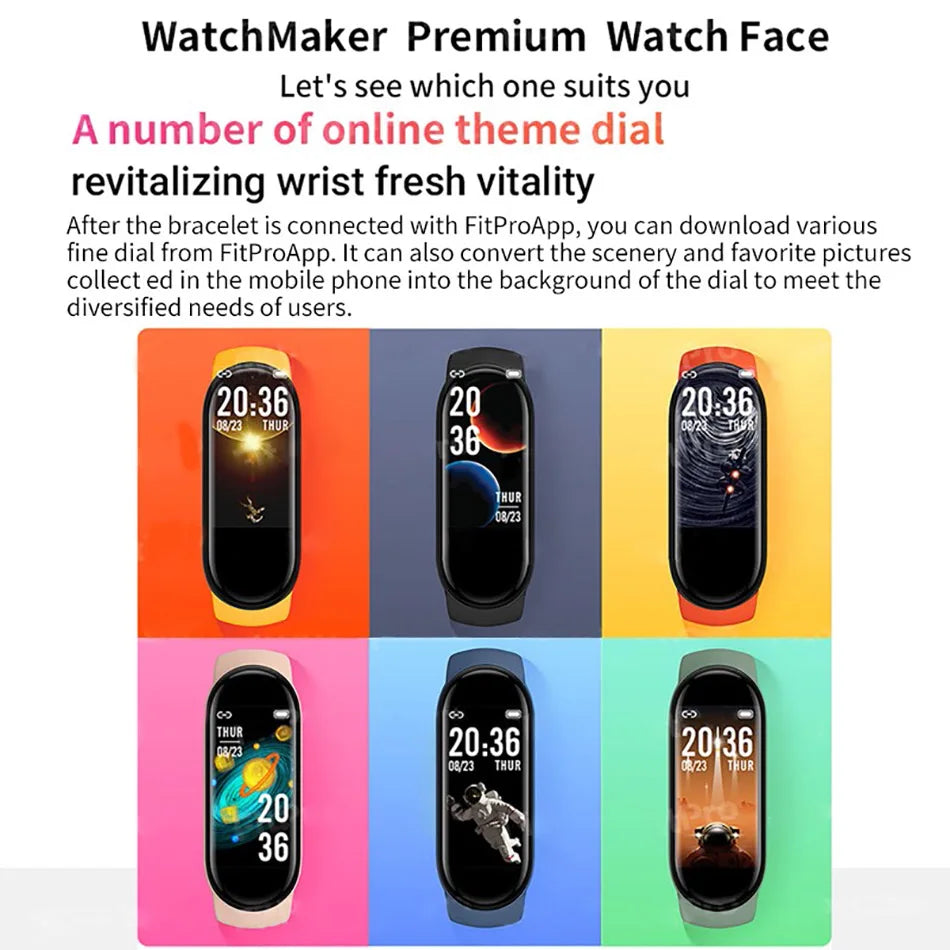M6 Smartwatch Hombre Mujer Pulsera Inteligente de Fitness Banda Deportiva Monitor de Frecuencia Cardíaca y Presión Arterial Relojes Impermeables Multifunción