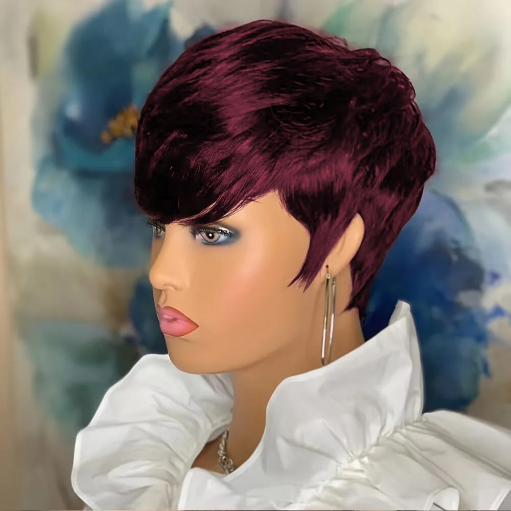 Colored Pixie Human Hair Wig