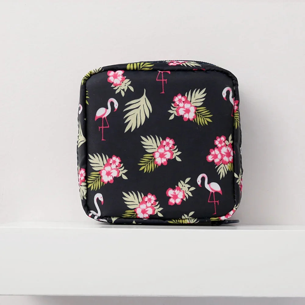 Bolsa de almacenamiento portátil para toallas sanitarias, monedero para tampones, neceser de cosméticos, organizador de bolsos de maquillaje para mujeres y niñas, bolsa para compresas higiénicas