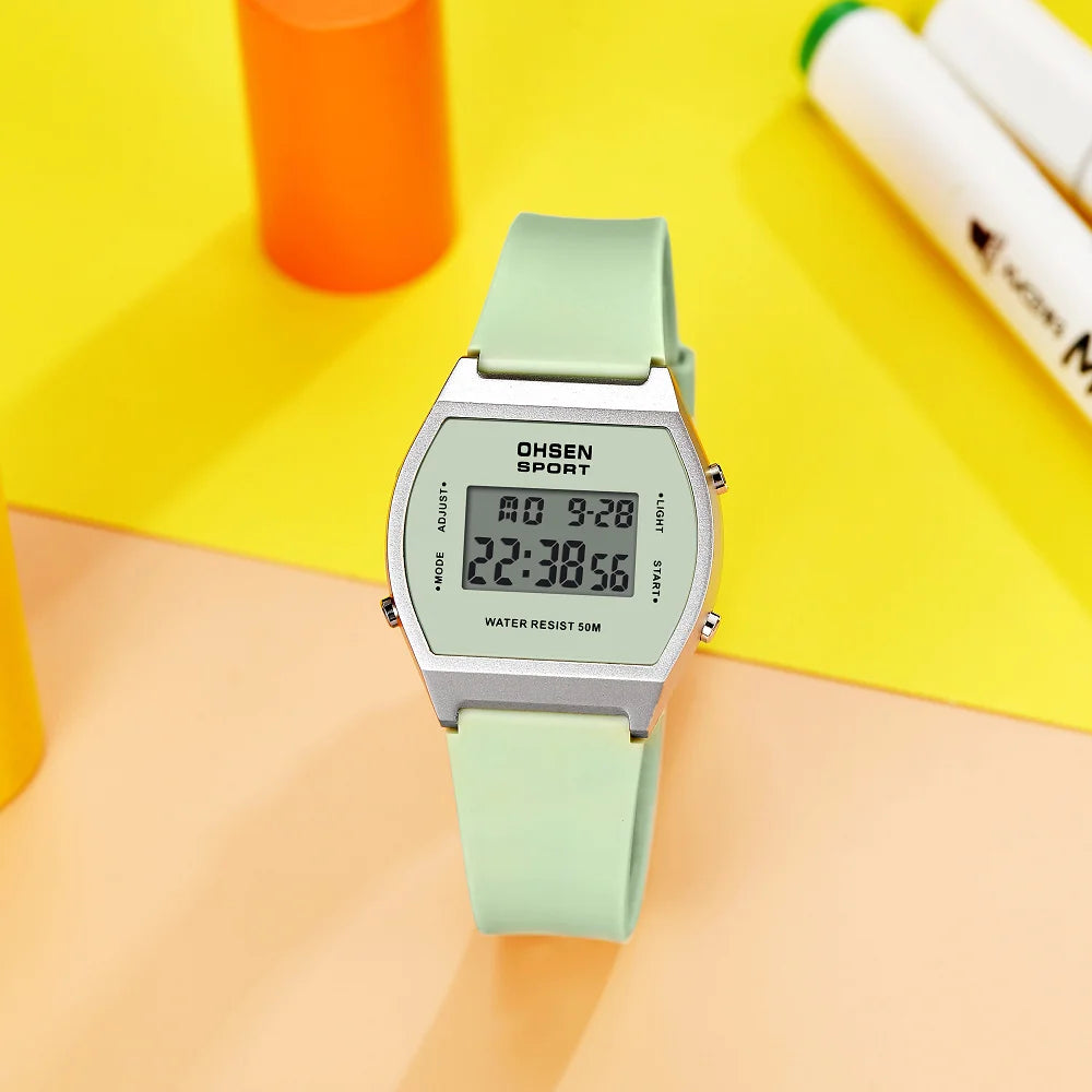 Reloj deportivo digital para mujer, resistente al agua, a la moda, blanco, para damas, reloj de pulsera electrónico para niños, relojes LED con alarma, regalos