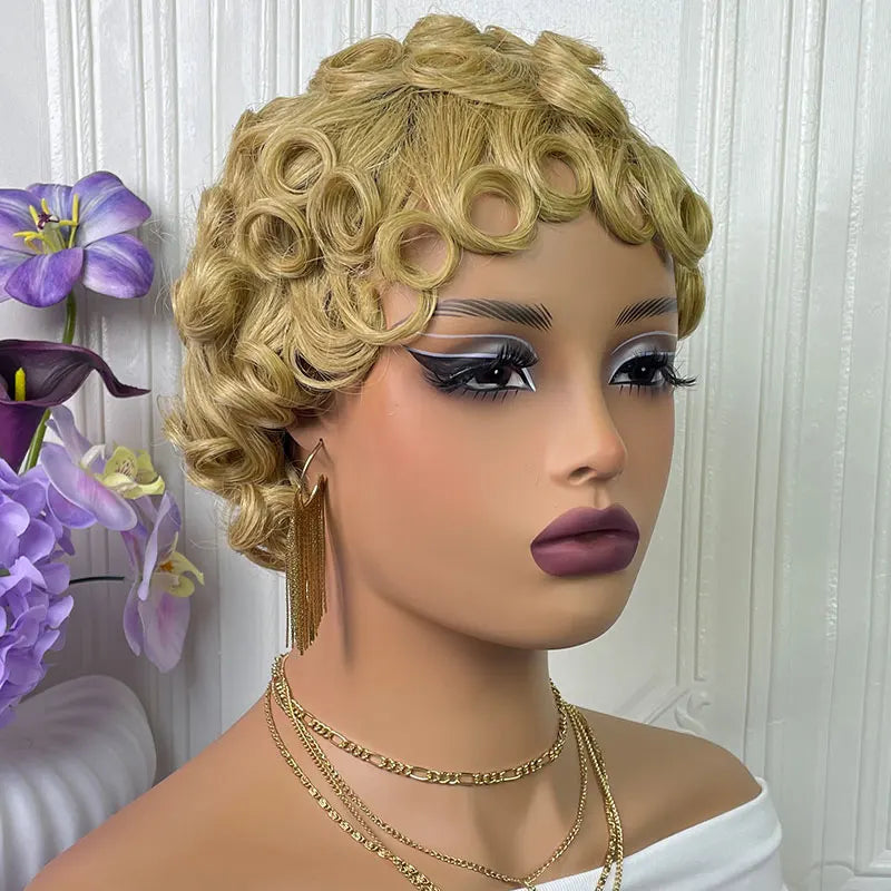 Short Pixie Cut Wigs Human Hair #27 Layered Curly Pixie Cut Wigs For Black Women Brazilian Full Machine Made Wig Pixie Curly On Sale