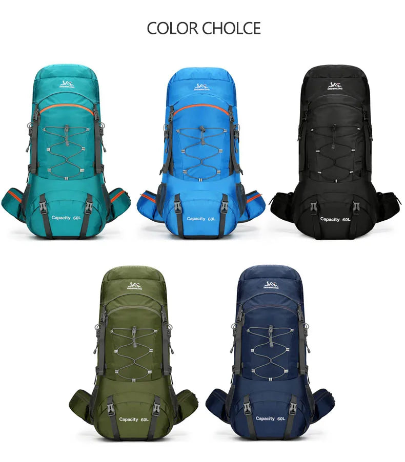 Mochila de senderismo, bolsa de camping, montañismo con funda impermeable para lluvia, mochila de día para hombres y mujeres, mochila de viaje al aire libre, pesca