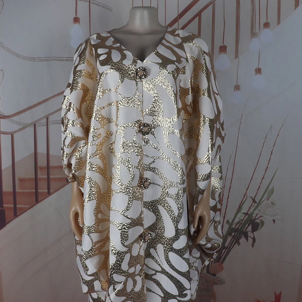 Vestido africano de lujo de jacquard para mujer – Moda holgada estilo turco