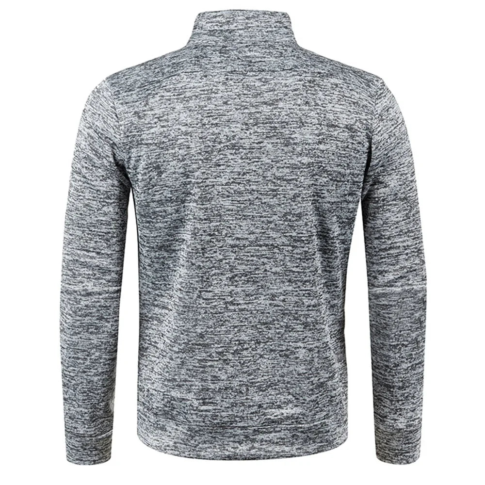 Sudadera de hombre, primavera, más gruesa, tipo pulóver, con media cremallera, para hombre, sudadera con capucha, sudadera de exterior, otoño, color liso, cuello alto