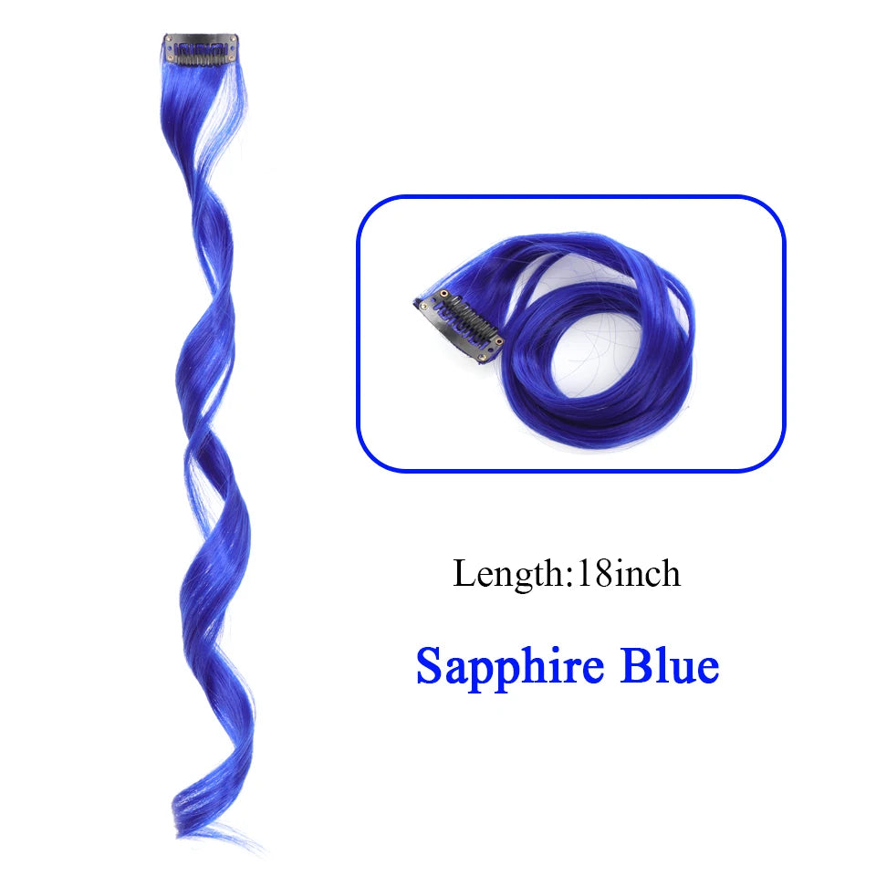 Extensions de cheveux synthétiques longues et bouclées pour femmes, résistantes à la chaleur, à clipser, couleur or, gris, violet, rose, rouge