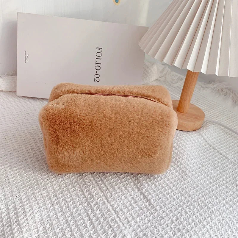 Bolsas de Maquillaje de Piel Sintética para Mujer, Estuche de Maquillaje de Viaje Suave, Organizador de Cosméticos, Estuche de Maquillaje para Señoritas, Niñas, Neceseres, 1 Unidad, Bolsos Sólidos