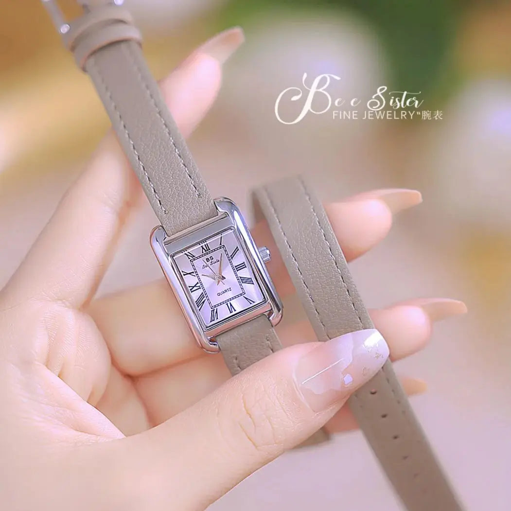 Reloj de mujer elegante retro pequeño cuadrado, correa de cuero de alta calidad, reloj de pulsera impermeable, regalo para novia