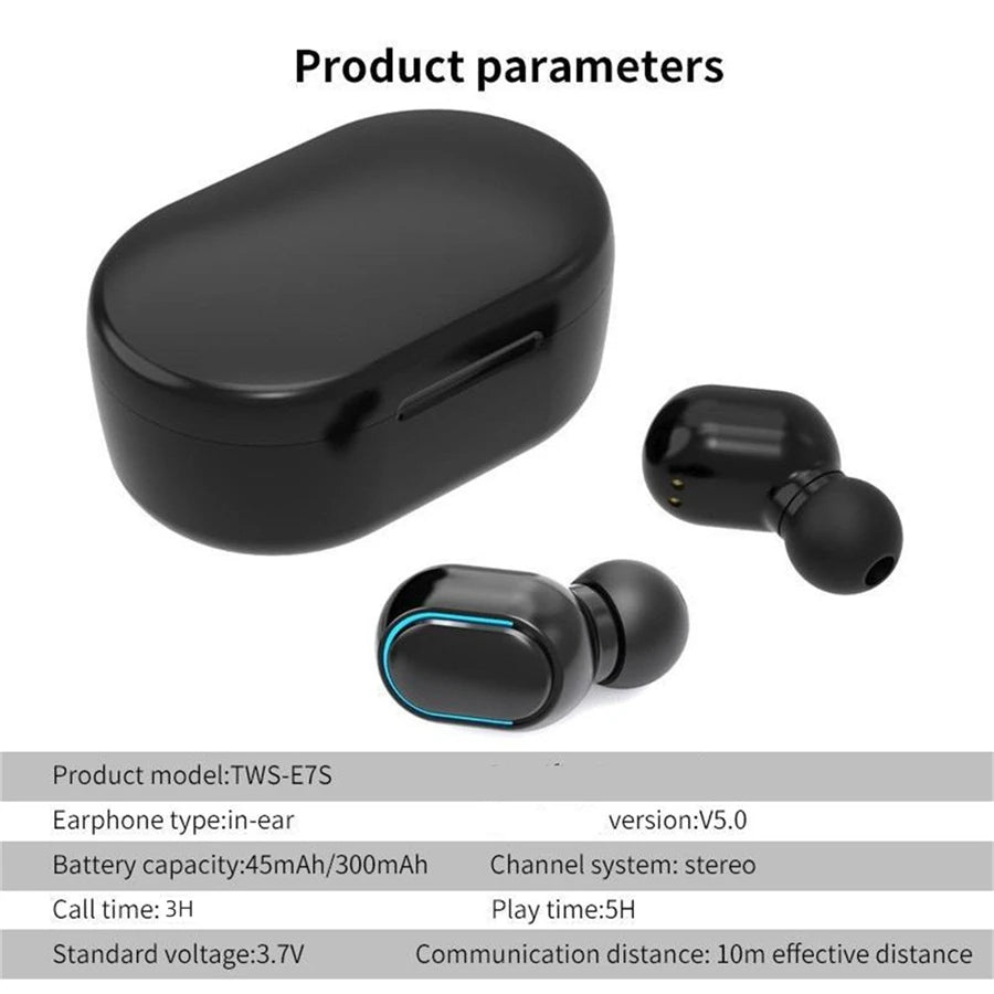 Auriculares inalámbricos E7S TWS Auriculares Bluetooth Sonido HIFI sin pérdidas Auriculares deportivos impermeables para todos los smartphones