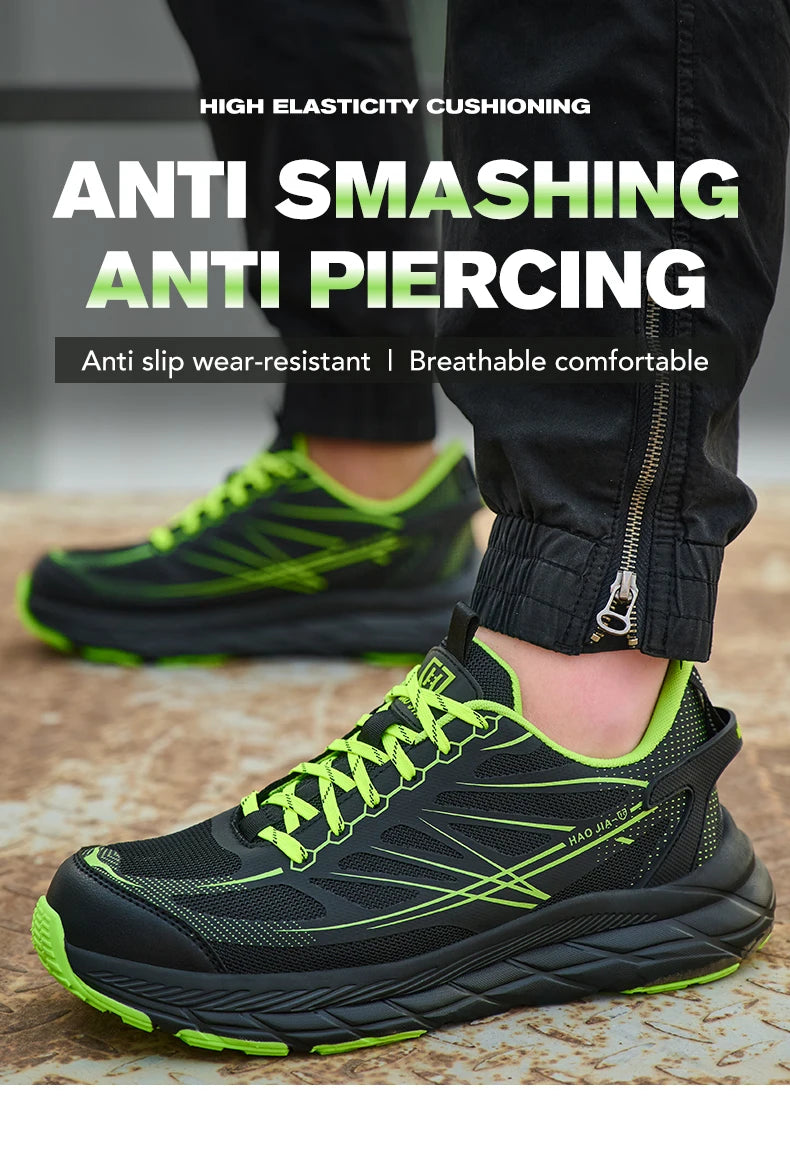 Zapatillas de trabajo ligeras con puntera de acero, calzado de seguridad para hombre, anticolisión, antipunzón, indestructible, transpirable