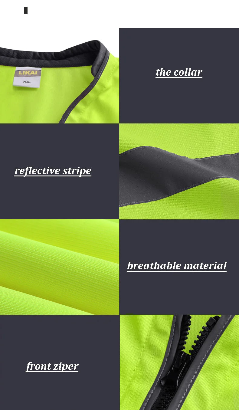Chaleco de trabajo para hombre con bolsillos, chaleco de alta visibilidad para construcción al aire libre, ropa de trabajo de protección