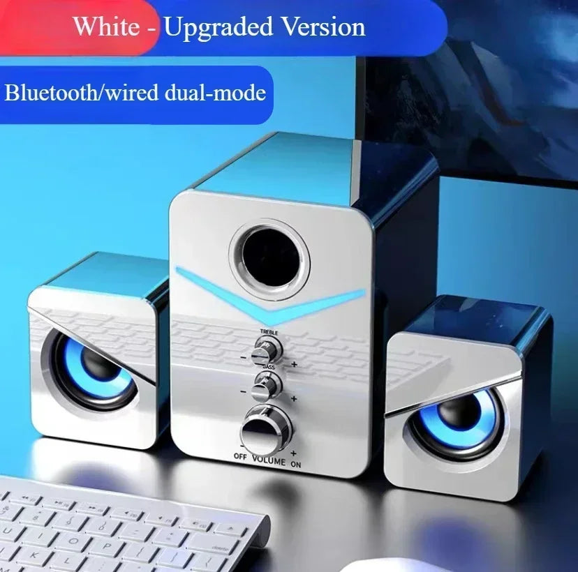 SADA Altavoz de computadora para el hogar, escritorio, laptop, altavoz pequeño universal, subwoofer con cable para escritorio