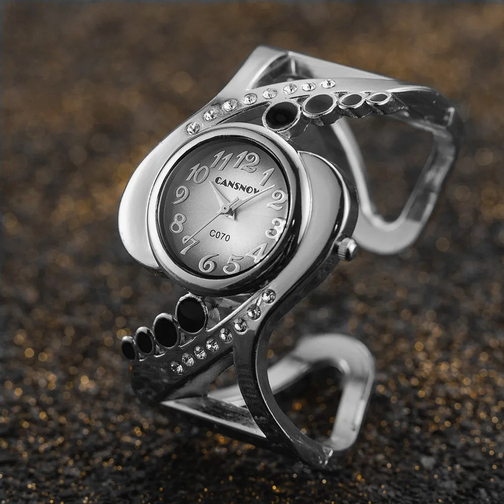 Reloj de pulsera de lujo con cristales para mujer