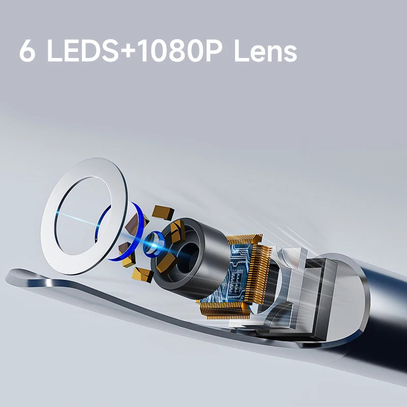 Cámara de limpieza visual de oídos WIFI, removedor de cerumen digital con 6 LED, resistente al agua, 4.2MM HD1080P, estuche con cucharas para oídos