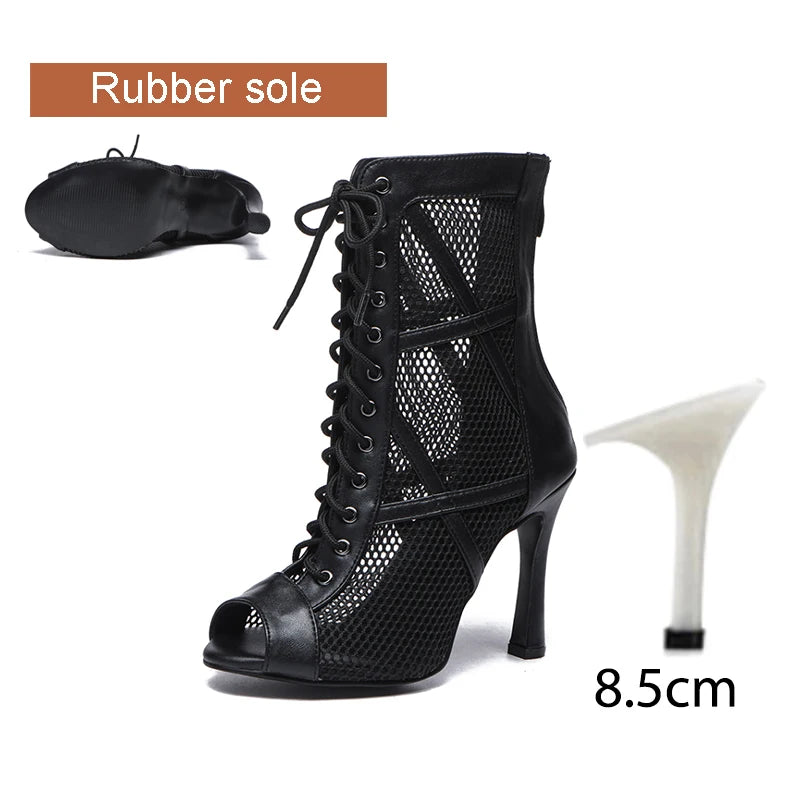 DKZSYIM Zapatos de baile latino para mujer, color rojo y negro, zapatos de jazz de salón de baile, tacones de 5-11 cm para mujer y hombre, para salsa y tango
