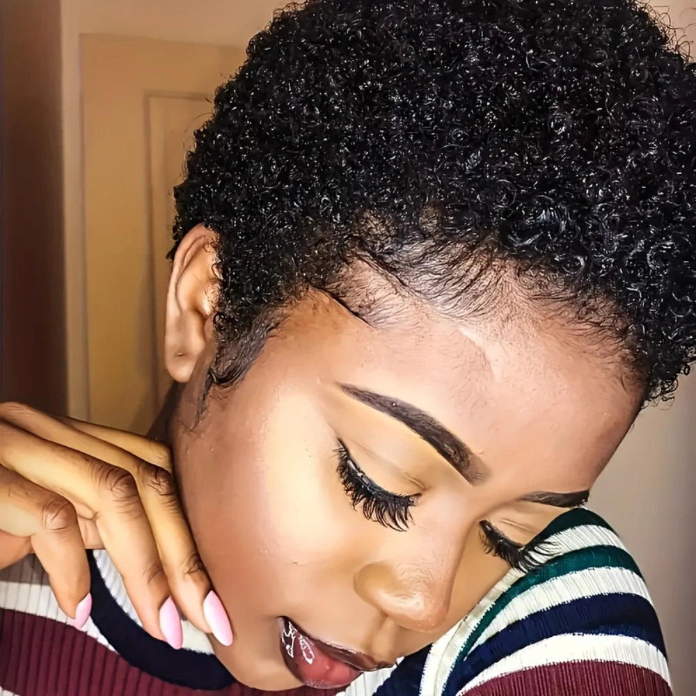 Short Afro Curly Pixie Wig (4")