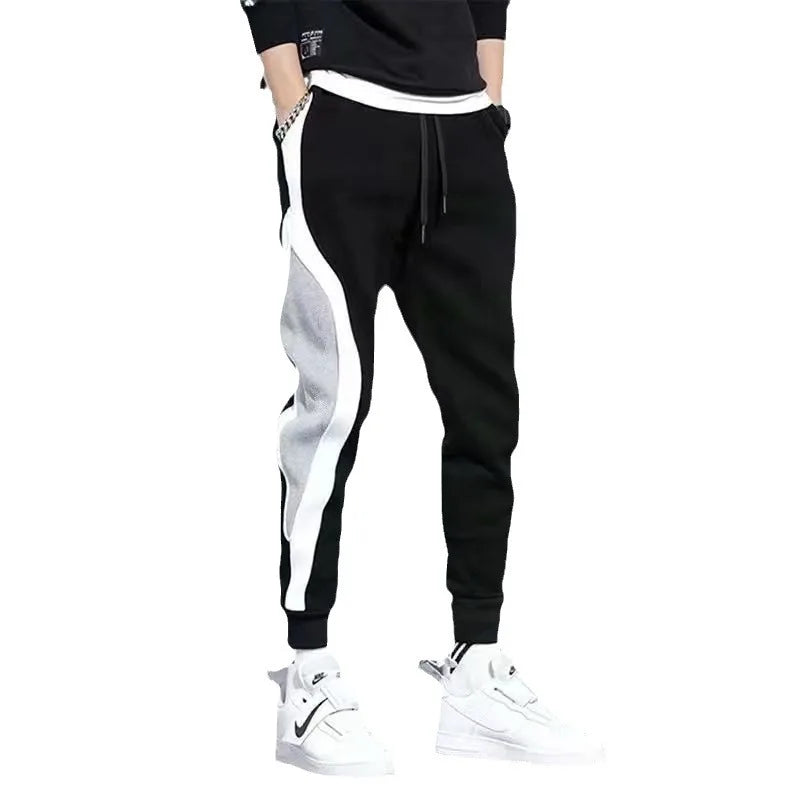 Pantalones deportivos para hombre, primavera, otoño, masculinos, ajustados, leggins, patchwork, para correr, entrenar, casuales, pantalones de moda