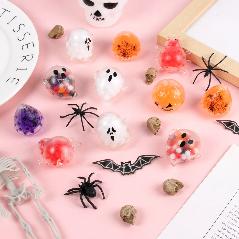 5/10 piezas divertidas bolas de cuentas de Halloween Juguetes de pellizco Accesorios de broma para niños Regalo de Halloween Decoración de fiesta de cumpleaños para niños Recuerdos